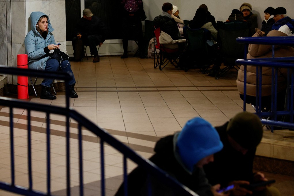 People take shelter inside a Kyiv metro station during a Russian strike on Friday. Photo: Reuters