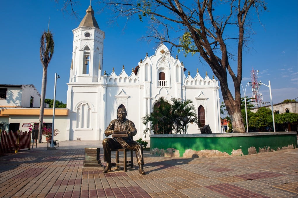 A monument honours Gabriel García Márquez in the central square of his birthplace, the small town of Aracataca in Colombia. Photo: Shutterstock
