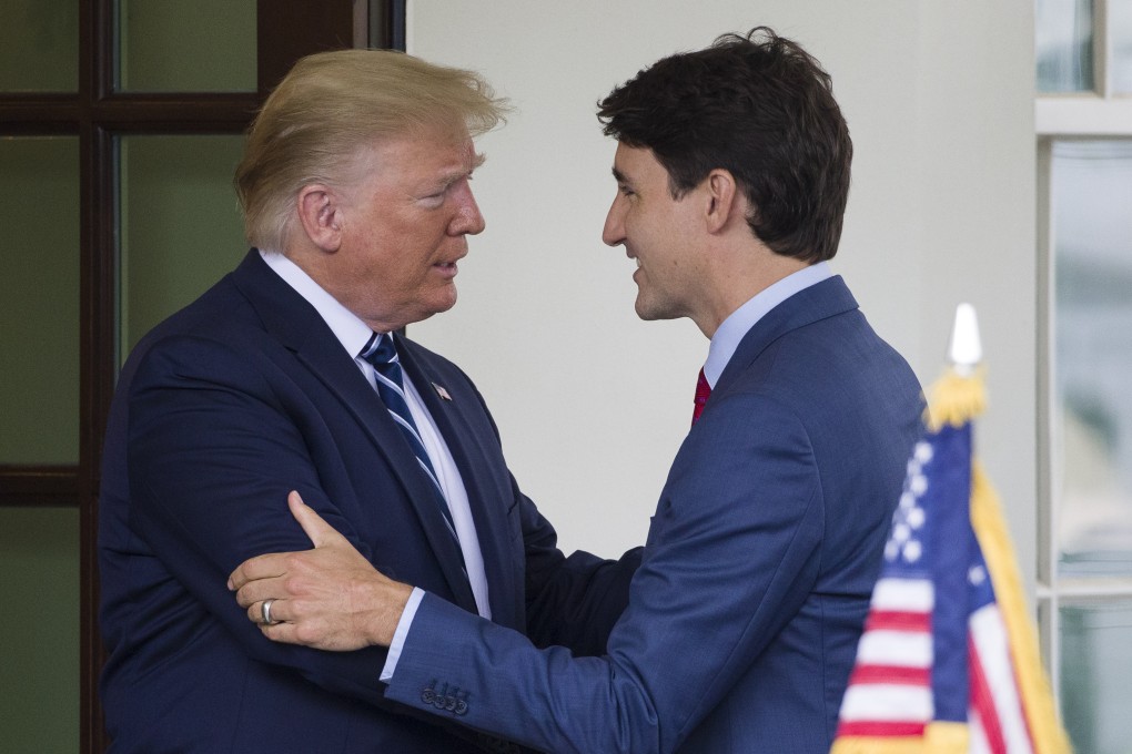 US President Donald Trump greets Canadian Prime Minister Justin Trudeau upon his arrival at the White House in June 2019. Photo: AP