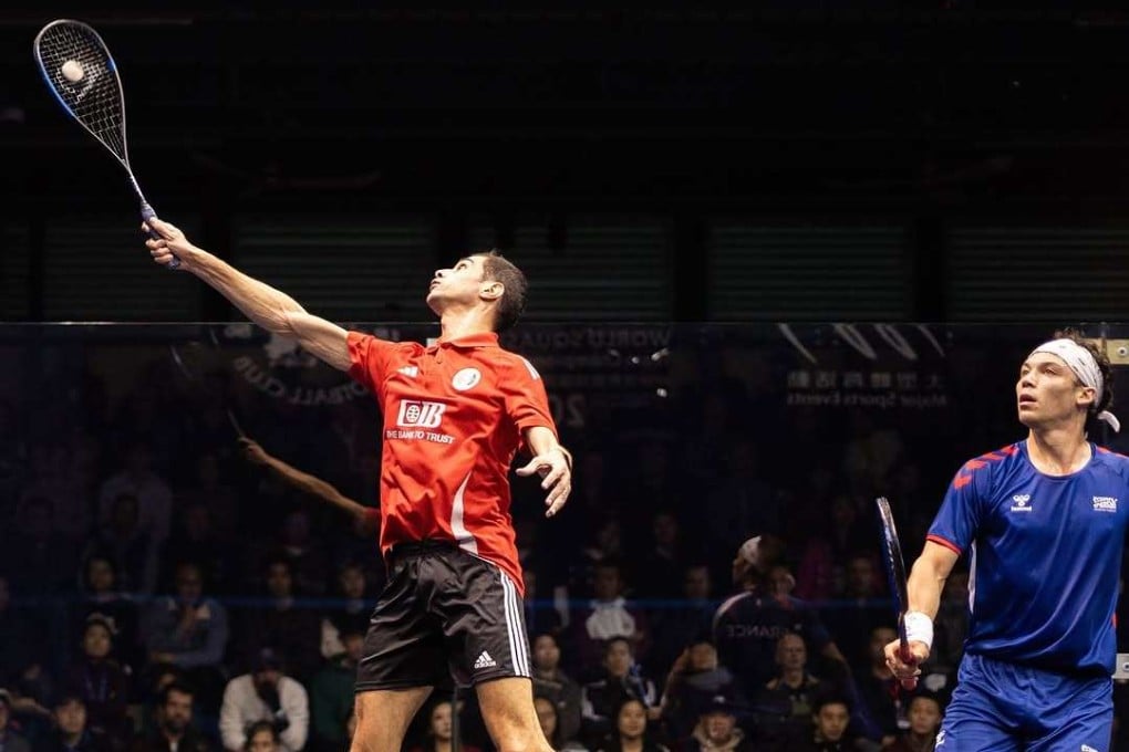 France’s Victor Crouin (right) was two points away from beating Egypt’s Ali Farag in the men’s semi-finals of the World Team Championships: Instagram /wsfworldsquash