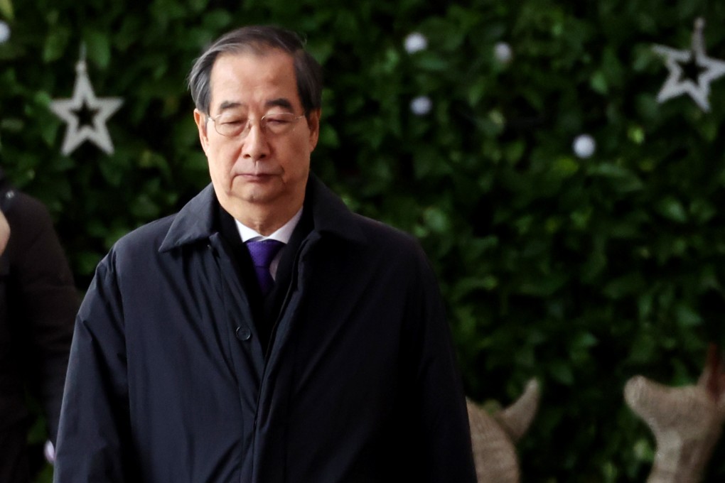 South Korean Prime Minister Han Duck-soo, who assumed office as acting president after the parliamentary impeachment of President Yoon Suk Yeol, is seen at the government complex. Photo: DPA