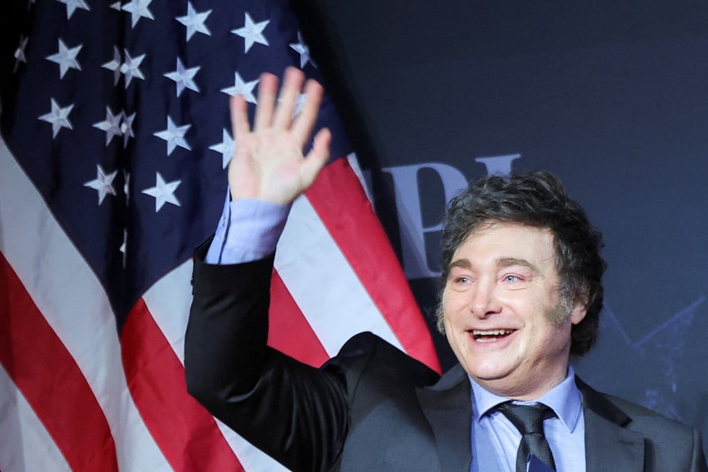 Argentine President Javier Milei waves during a gala at Mar-A-Lago in Palm Beach, Florida, in November. Photo: Reuters