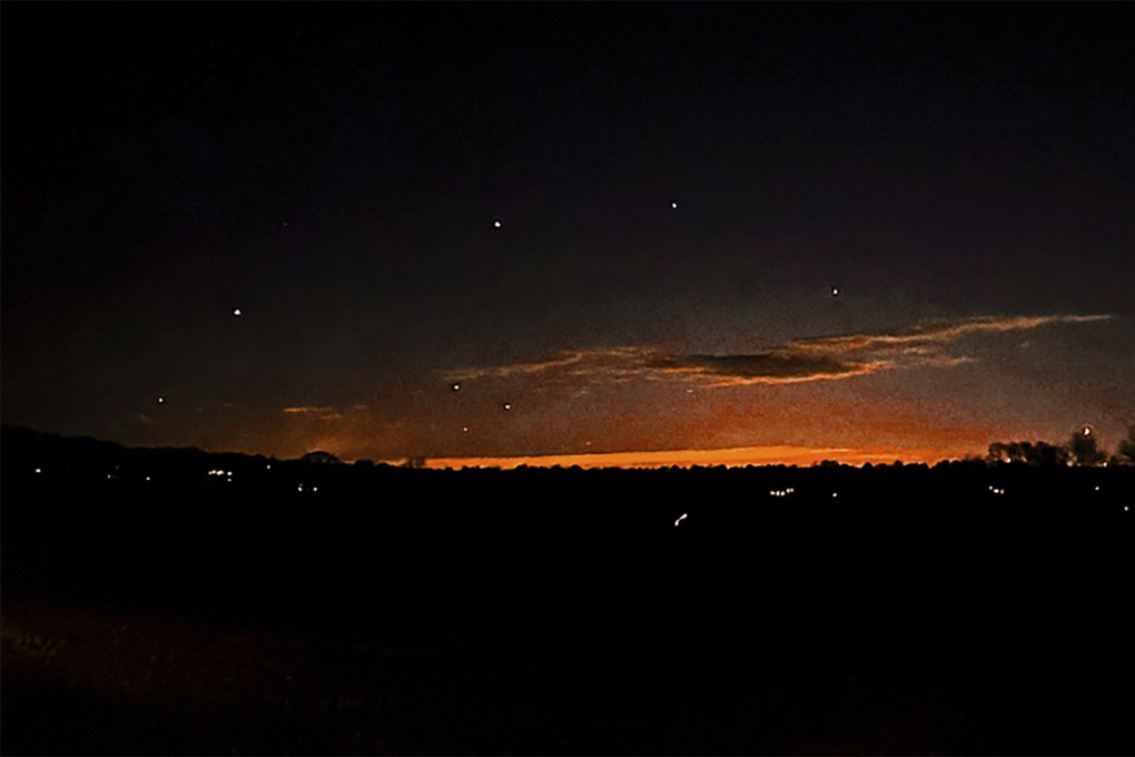 Points of light in the evening sky in Lebanon Township, New Jersey on December 5. Photo: Trisha Bushey via AP