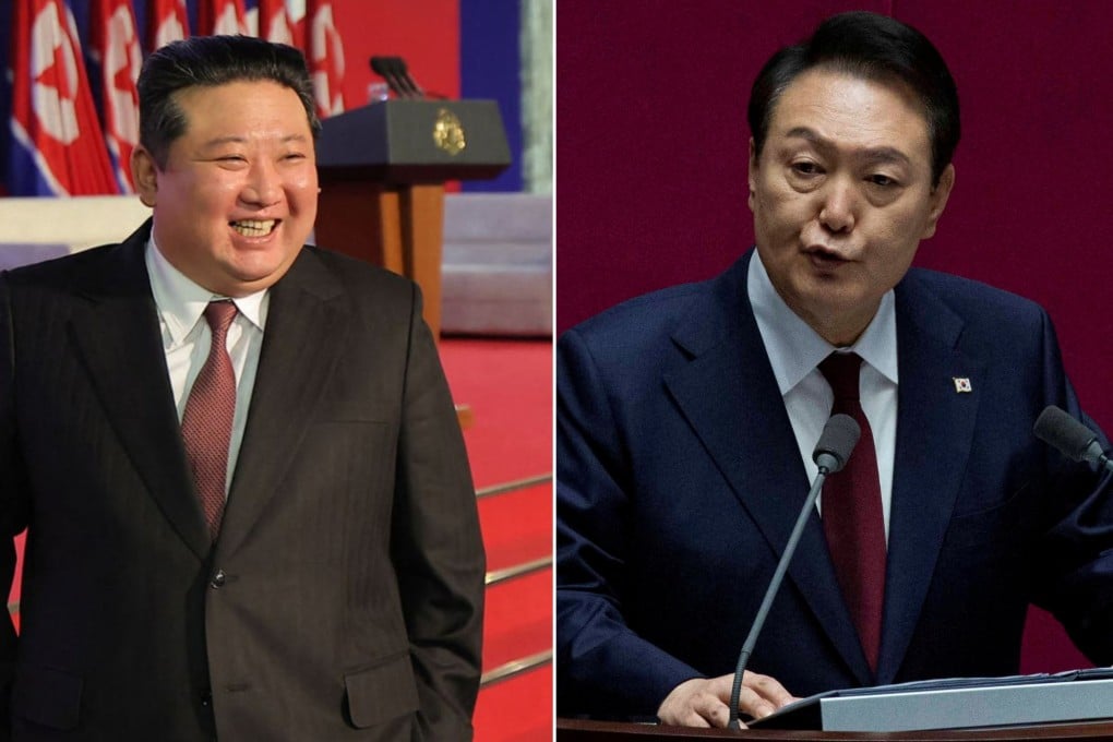 A composite image shows North Korea’s Kim Jong-un and impeached South Korean president Yoon Suk-yeol. Photo: AFP/Reuters