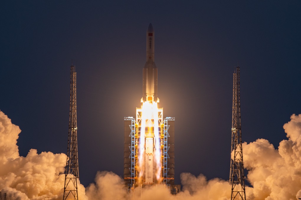 The first of the GuoWang megaconstellation satellites have been launched atop a Long March-5B rocket from Wenchang Space Launch Site in southern China. Photo: Xinhua