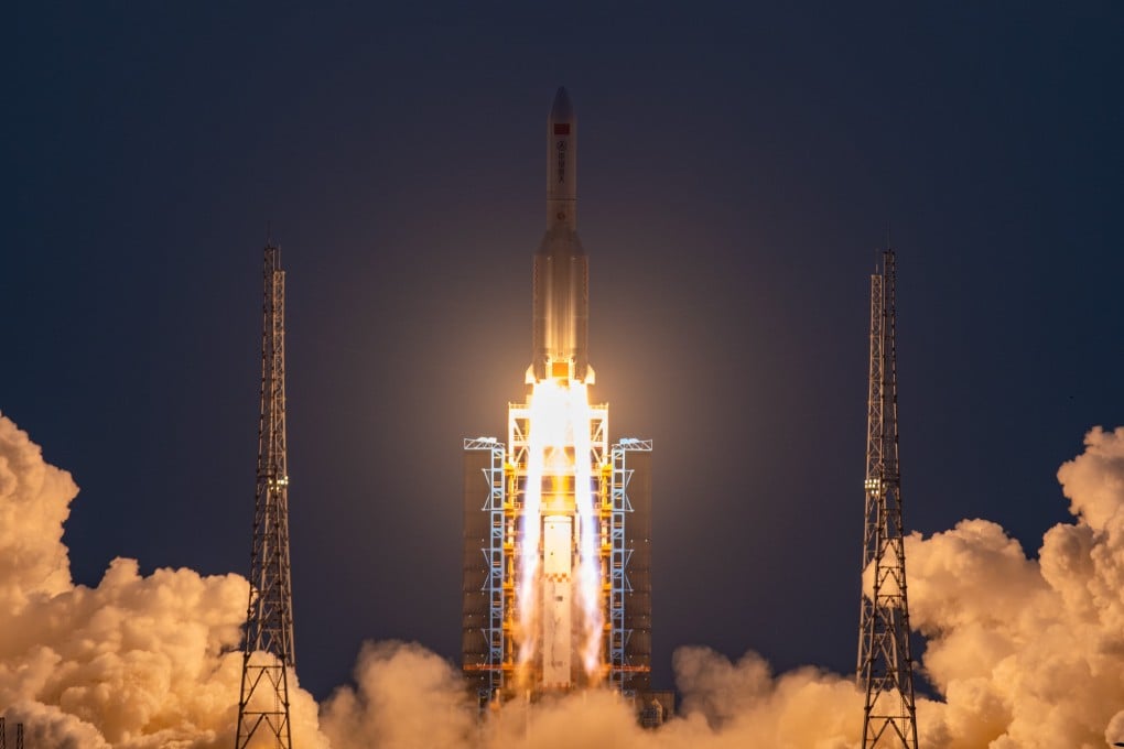 The first of the GuoWang megaconstellation satellites have been launched atop a Long March-5B rocket from Wenchang Space Launch Site in southern China. Photo: Xinhua