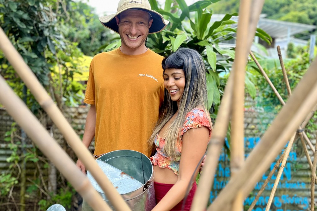 Yoga teacher Menaka Jayakody and sustainable farming expert Alexander Nielsen at a plot of land they work in Hong Kong. The pair talk about their upcoming wellness event. Photo: Kylie Knott