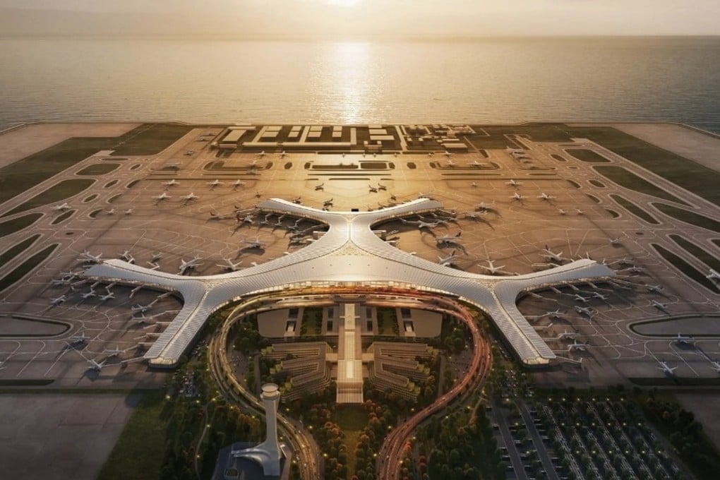 An artist’s impression of Dalian Jinzhouwan International Airport once it is completed. Photo: Weibo