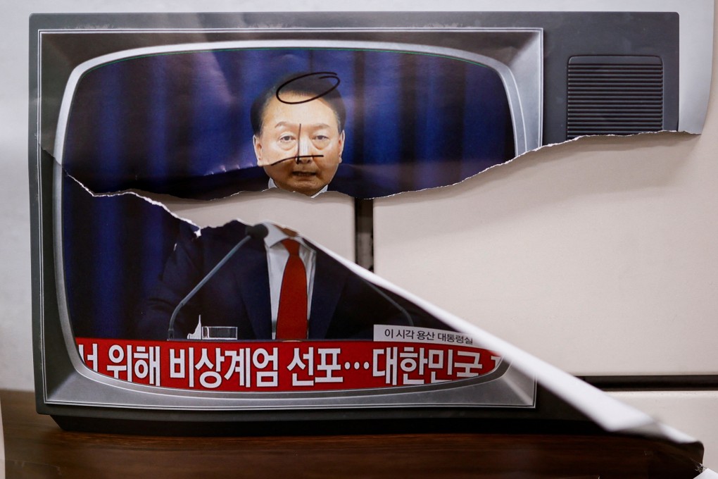 A torn poster featuring the image of South Korean President Yoon Suk-yeol is seen in Seoul earlier this month. Photo: Reuters