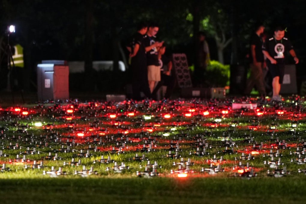 Drones on the ground at West Kowloon Cultural District for a show, later cancelled, over the National Day holiday. Photo: Sam Tsang