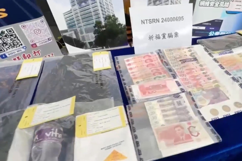 Police display evidence seized during their investigation into the scams. Photo: Handout