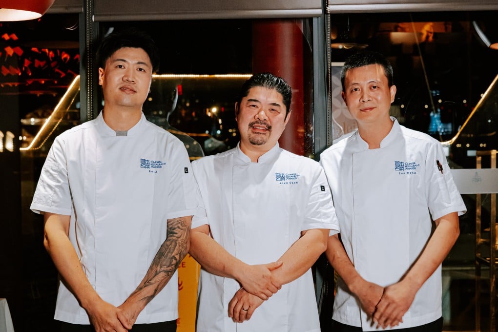 (From left) Li Bo, Alex Chen and Leo Wang, who used their varied skills to put together a seafood dinner at the Chinese Restaurant Awards dinner in Vancouver, Canada. Photo: Chinese Restaurant Awards