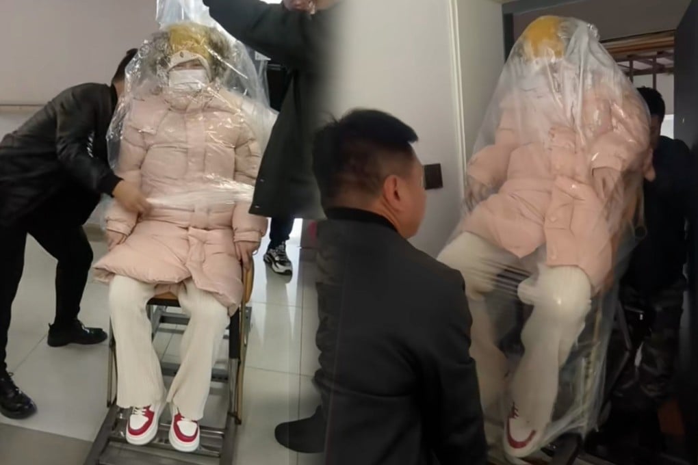 This woman seen wrapped in a big plastic bag post-childbirth is part of Chinese postpartum health practices for mother’s safety. Photo: SCMP composite/Douyin