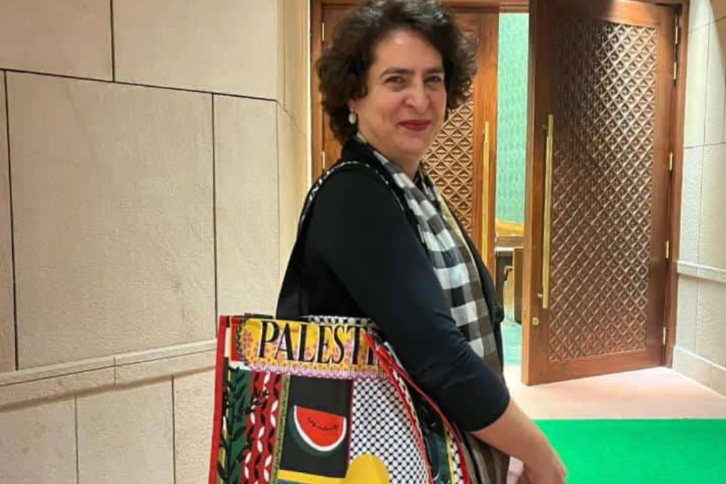 Priyanka Gandhi’s Palestinian bag has sparked a political firestorm in India. Photo: X/@iAnkurSingh