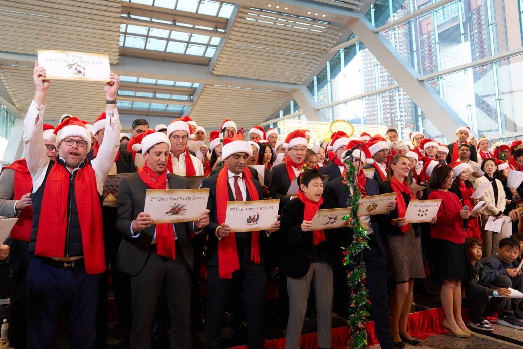 Morgan Stanley’s fundraising efforts this year included a “Director’s Choir”, where employees raised money to encourage top executives to sing. Photo: Wong Kin Fung