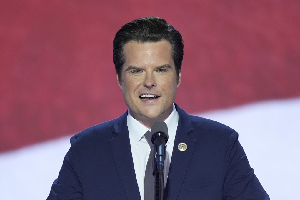 Matt Gaetz speaks at the Republican National Convention in Milwaukee, Wisconsin, in July. Photo: AP