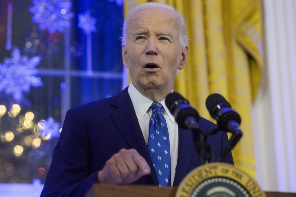 President Joe Biden speaks during a Hanukkah reception at the White House on December 16. Photo: AP