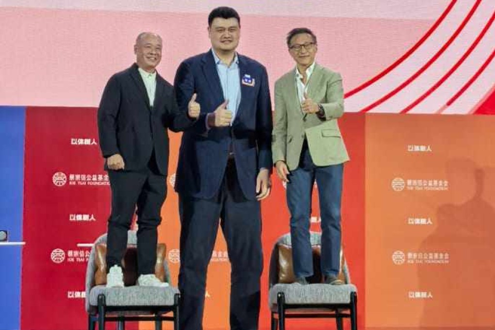 Alibaba Group chairman Joe Tsai (right), alongside Yao Ming (centre) and Li Ning at the Education Seminar on Using Physical Education to Cultivate People. Photo: Handout