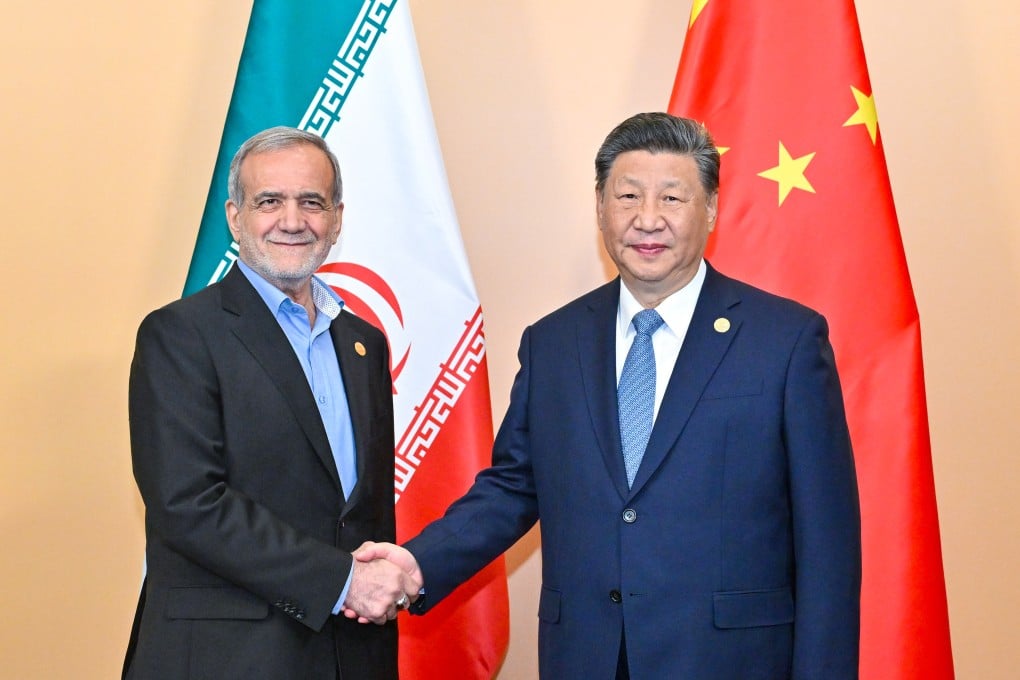 In October, Chinese President Xi Jinping met Iranian President Masoud Pezeshkian on the sidelines of the 16th Brics summit in Kazan, Russia. Photo: Xinhua