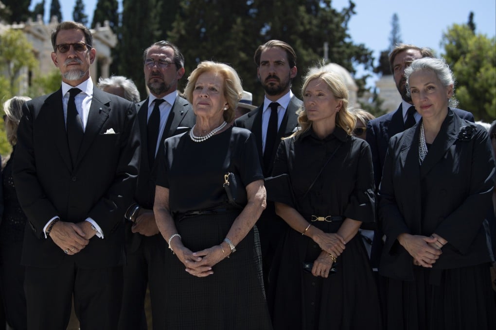 Members of the former Greek royal family attend the funeral of Michael, cousin of the late Prince Philip, Duke of Edinburgh, in Athens, Greece on August 1. Photo: AP