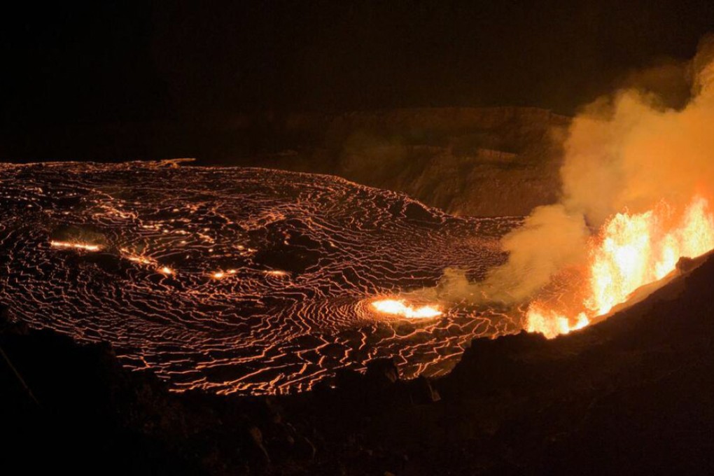 A new eruption within the summit caldera of Kilauea, Kaluapele, that began on Monday at the Kilaeau volcano on Hawaii’s Big Island. Photo:  US Geological Survey / AFP / Handout