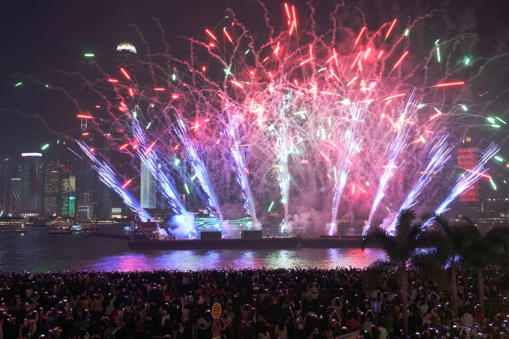 The Winter Harbourfront Pyrotechnics that began at 8pm on Tuesday. Photo: Sun Yeung