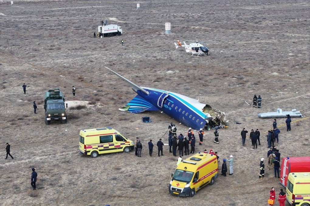 A drone view shows the crash site of an Azerbaijan Airlines passenger plane near the city of Aktau, Kazakhstan. Photo: Reuters