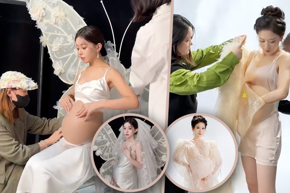 Young, single women in China are taking fake pregnancy photos so they can look good when the real thing comes along. Photo: SCMP composite/Xiaohongshu