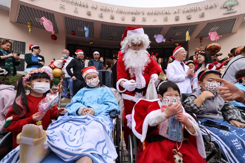 Healthcare workers arrange a Christmas party for children at the Duchess of Kent Children’s Hospital at Sandy Bay. Photo: Nora Tam