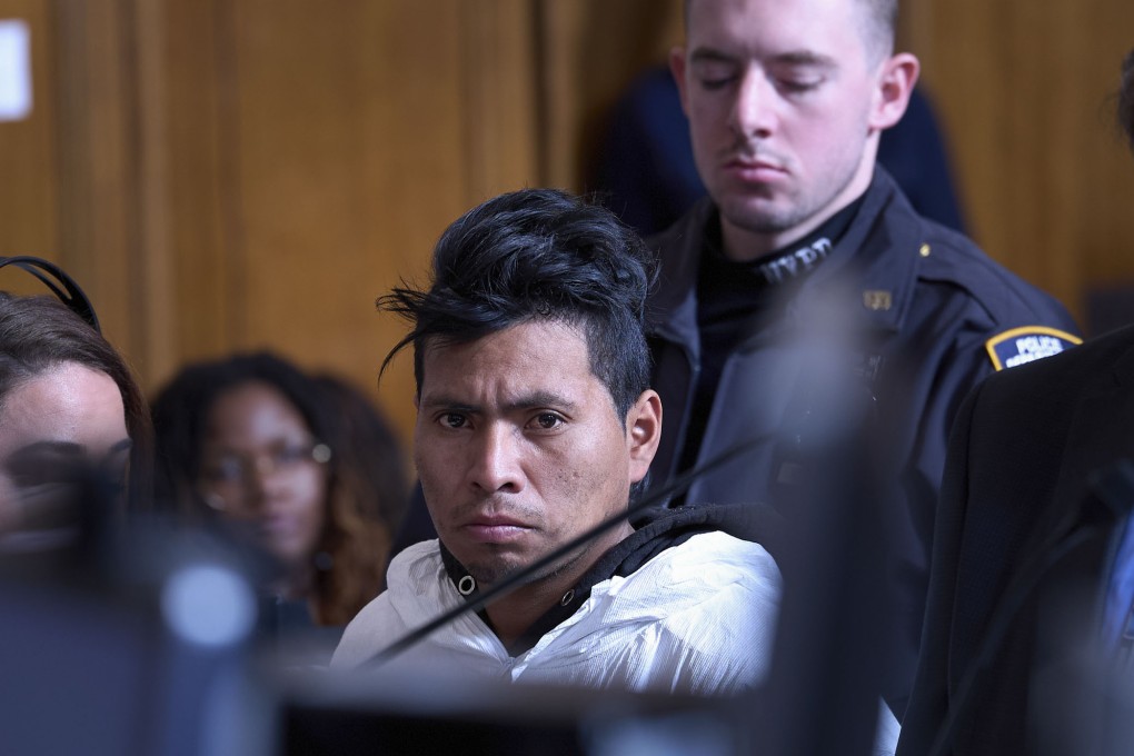 Sebastian Zapeta, accused of setting a woman on fire inside a subway train, appears in court in New York on Tuesday. Photo: AP