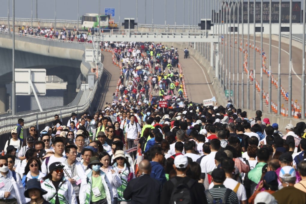 The Community Chest 55th Anniversary Walk for Millions at Hong Kong-Zhuhai-Macau Bridge in January 2024. Photo: Dickson Lee