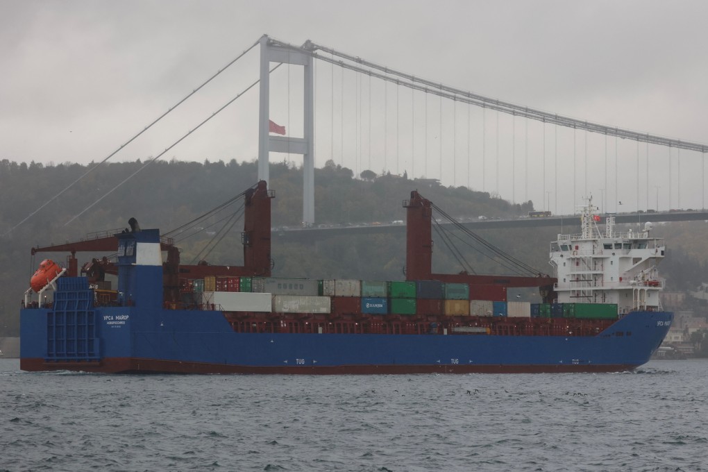 Russian cargo ship Ursa Major transits the Bosphorus in Istanbul, Turkey, on December 4. Photo: Reuters