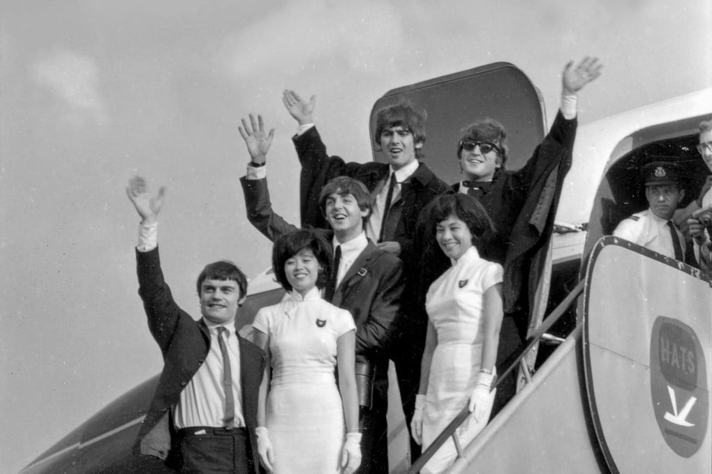 Paul McCartney, George Harrison, John Lennon and Jimmie Nicol (standing in for an unwell Ringo Starr) wave to fans as they arrive at Kai Tak airport in Hong Kong, in 1964. Photo: Information Services Department