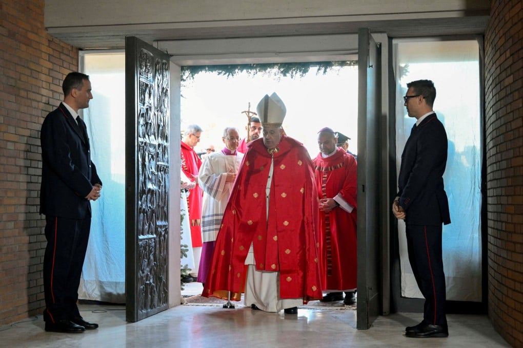 Pope Francis opens a Holy Door at Rome’s Rebibbia prison. Francis has shown special attention for the incarcerated over his 11-year papacy, often visiting prisons in Rome and on his foreign trips. Photo: via Reuters