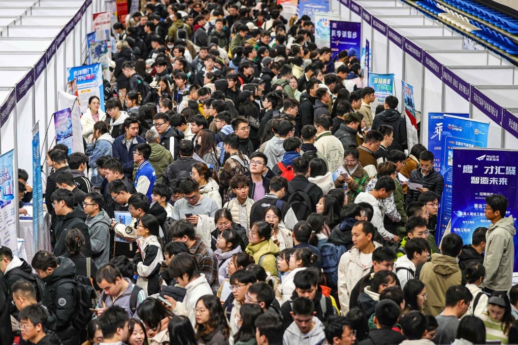 People pack out a job fair in Shenyang, Liaoning province, on October 22. Youth unemployment remains high in China. Photo: AFP