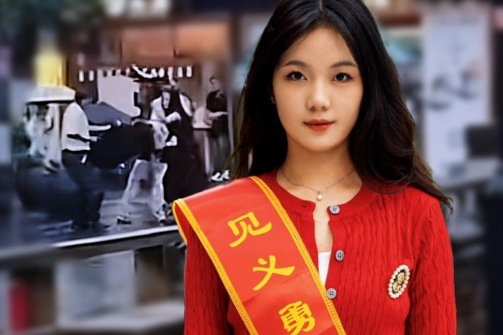 A woman in China who fended off a knife attacker using just an umbrella and was hailed online as a hero for doing so has declined lucrative endorsements and live streaming opportunities so as not to tarnish her image. Photo: SCMP composite/Douyin