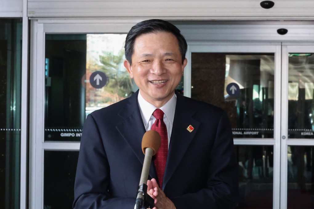 Dai Bing, Chinese new ambassador to South Korea, speaks to the media upon arrival in Seoul on Friday. Photo: EPA-EFE