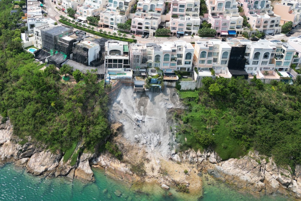 A landslide caused by record September rainfall revealed illegal basements under luxury homes at Redhill Peninsula in Tai Tam. Photo: Yik Yeung-man