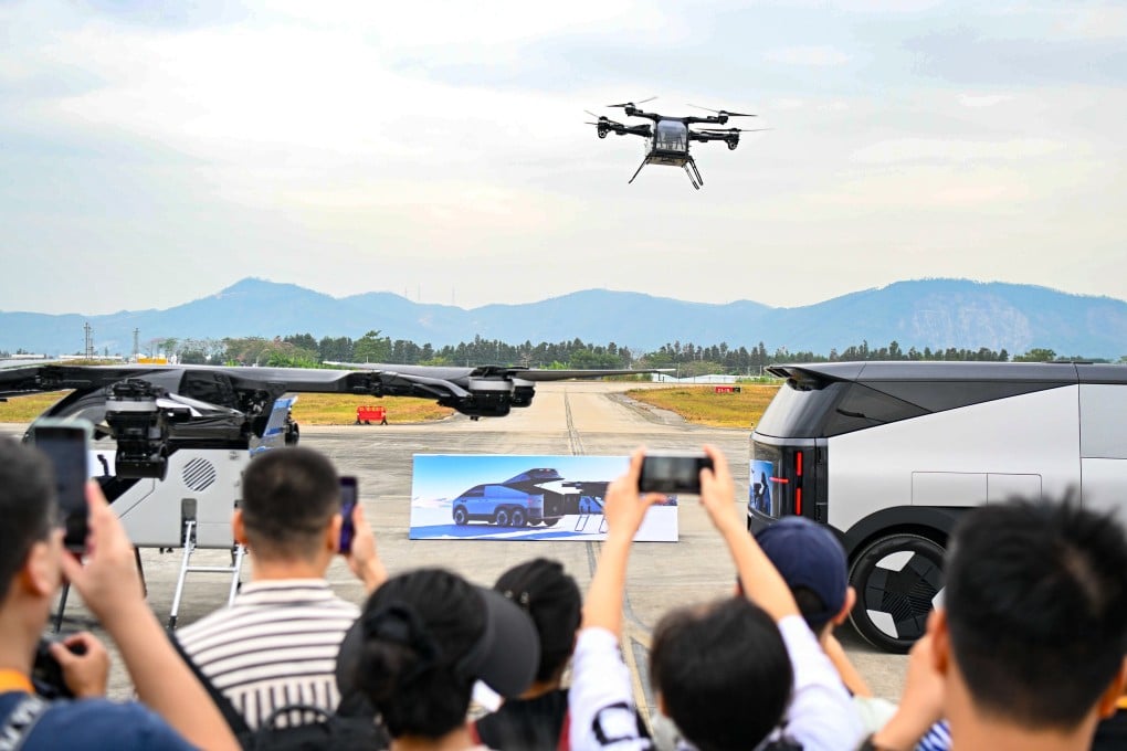 A Chinese-made flying car draws crowds at the premier Zhuhai Airshow, in southern China in November. Photo: Xinhua