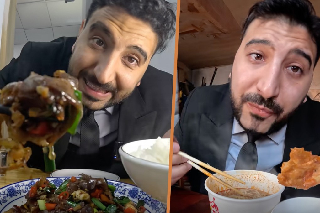 A man who fled war-torn Iraq in the 1990s to forge a new life in China has attracted a massive online following with food reviews from across the nation. Photo: SCMP composite/Douyin