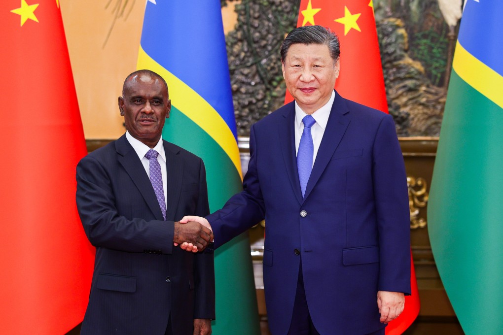 Chinese President Xi Jinping meets with Prime Minister Jeremiah Manele of the Solomon Islands in Beijing on July 12. Photo: Xinhua