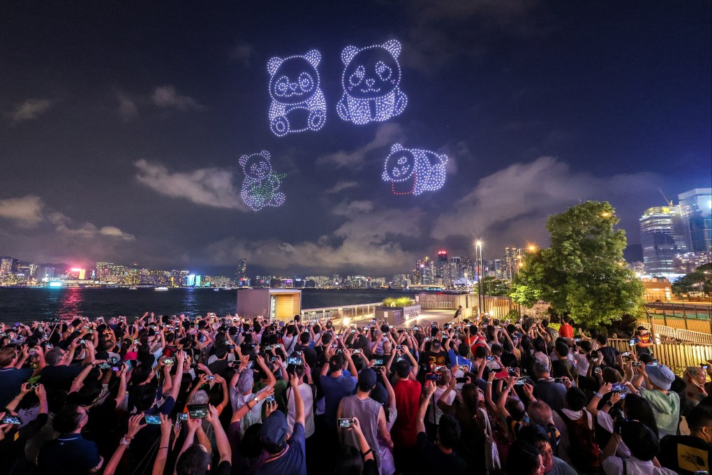 Around 1,500 drones light up the skies over Victoria Harbour. Photo: Dickson Lee