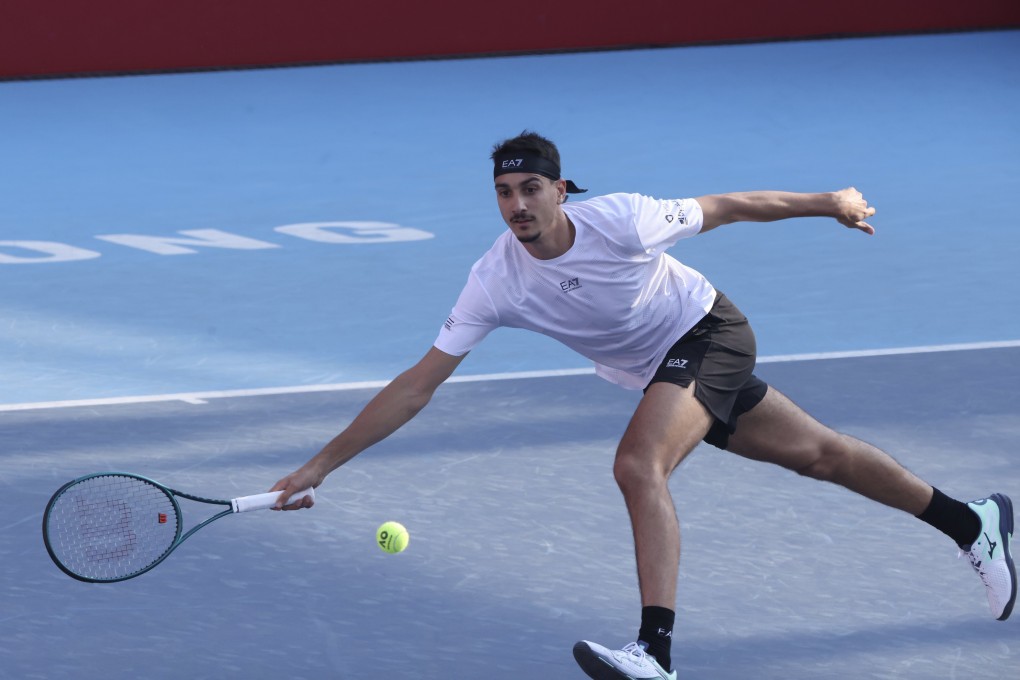 Italian Lorenzo Sonego in action at the Bank of China Hong Kong Tennis Open, at Victoria Park. Photo: Jonathan Wong