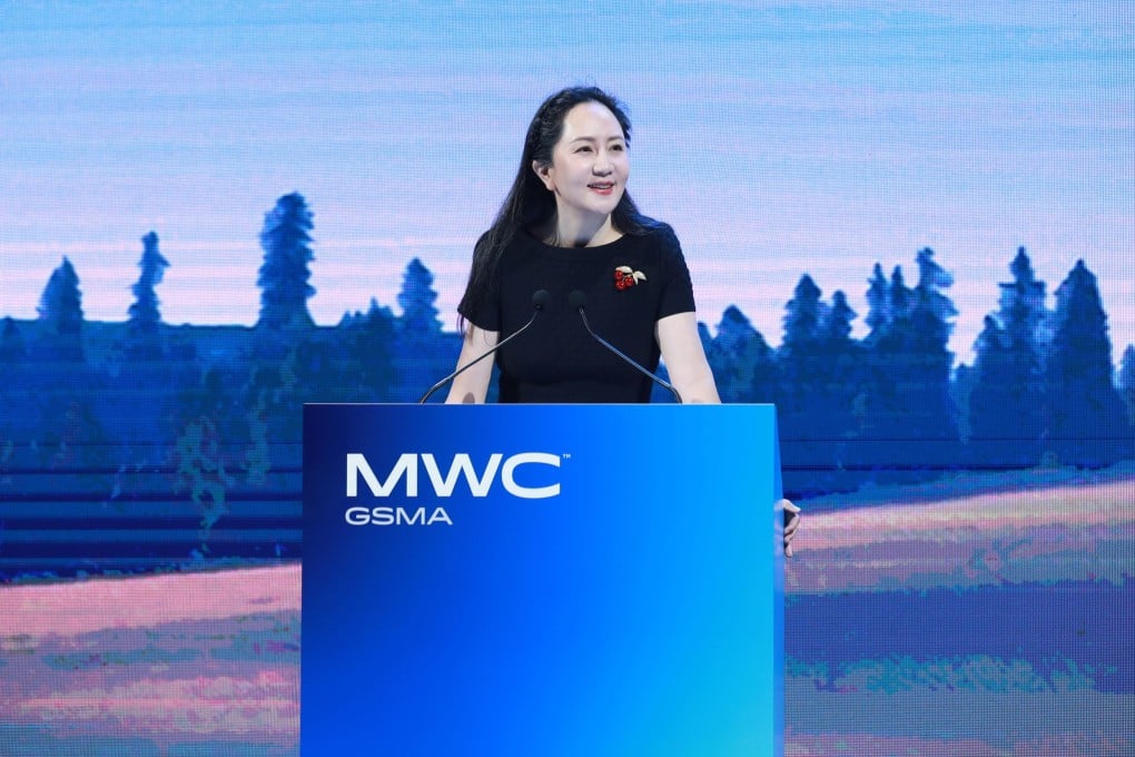 Meng Wanzhou, the rotating chairwoman of Huawei Technologies, speaks at MWC Shanghai. Photo: Huawei