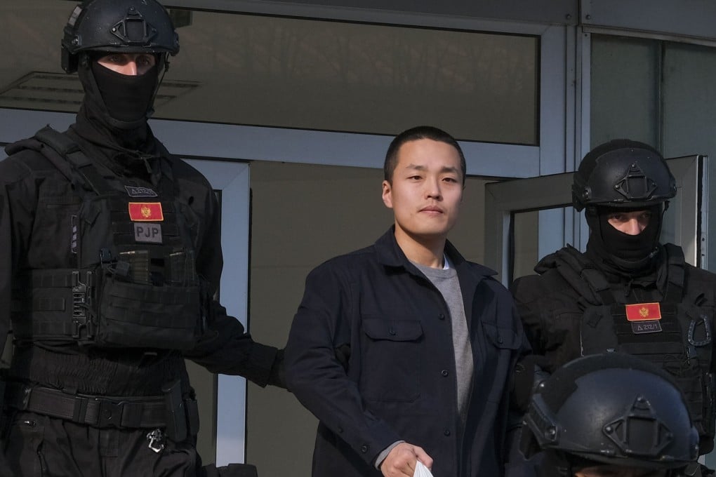 Montenegrin police officers escort South Korean citizen, Terraform Labs founder Do Kwon in Montenegro’s capital Podgorica on March 23. Photo: AP