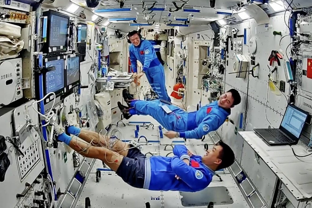 Research on board China’s orbiting Tiangong space station has included  a range of weightlessness protection experiments to ensure the physical well-being of astronauts during their missions. Photo: CMSA
