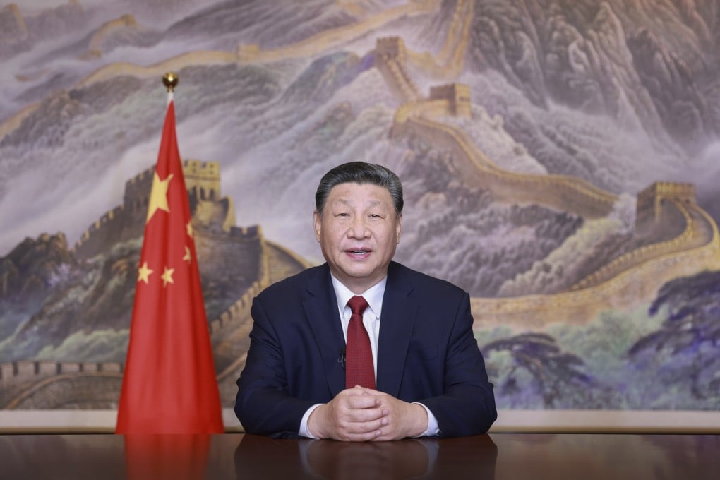 Chinese President Xi Jinping delivers a New Year’s message on Tuesday in Beijing to ring in 2025. Photo: AP