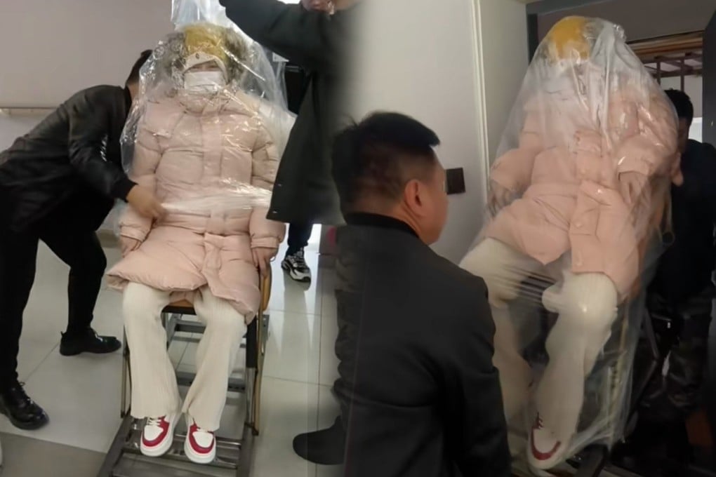 This woman seen wrapped in a big plastic bag post-childbirth is part of Chinese postpartum health practices for mother’s safety. Photo: SCMP composite/Douyin
