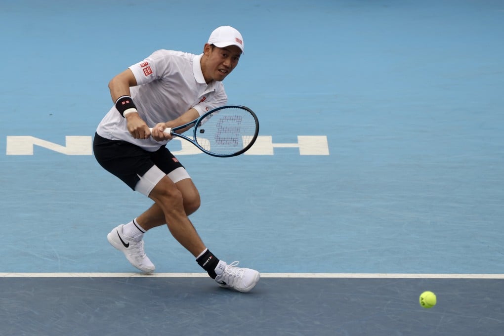 Kei Nishikori in action during his Hong Kong Open first-round victory over Denis Shapovalov. Photo: Jonathan Wong