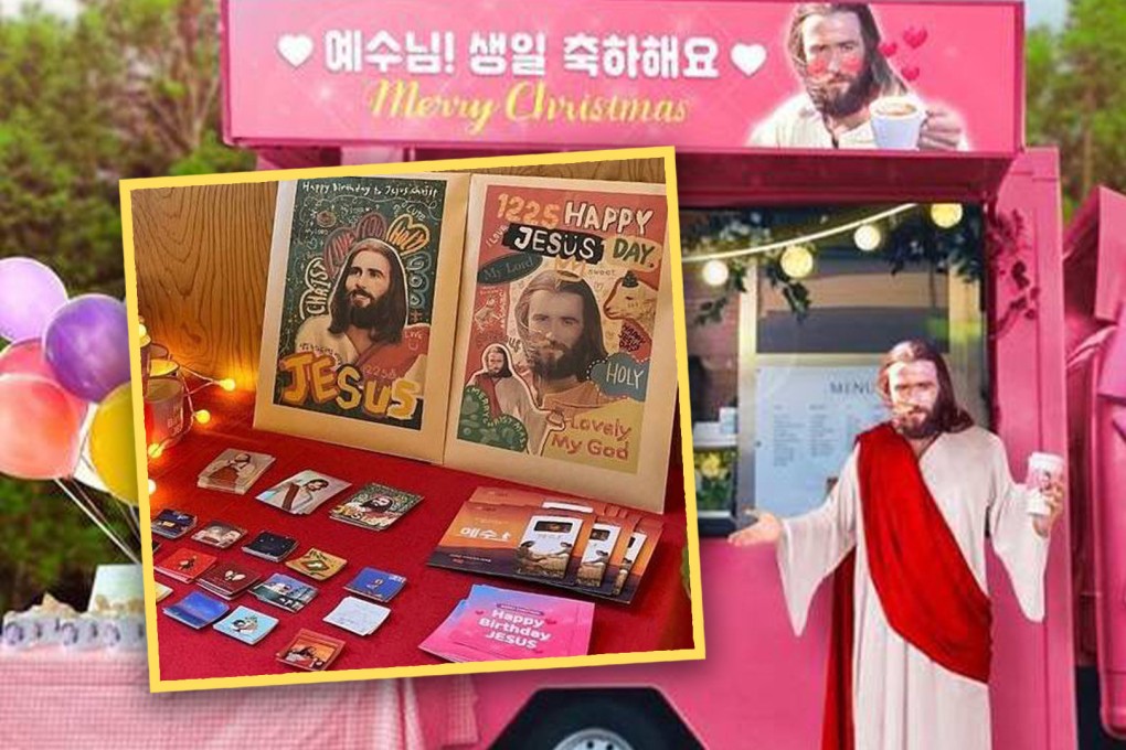 Young people in South Korea are redefining the image of Jesus by creating emojis and adding hearts to posters of the Christian icon. Photo: SCMP composite/NAVER